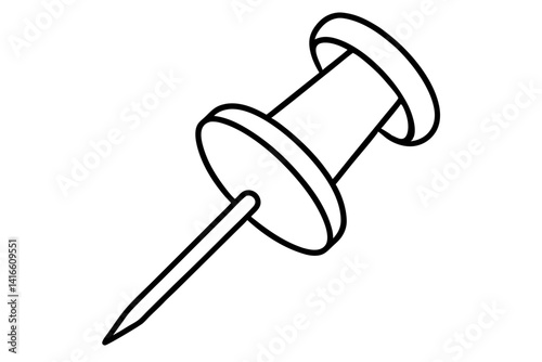 Push Pin Line Art Vector Illustration With White Background