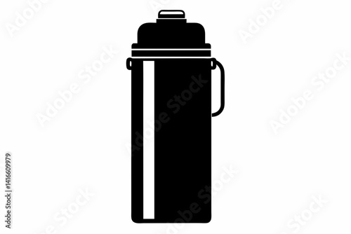 Thermos Flask Silhouette Vector Illustration Black