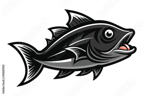  Beautiful fish cod fish silhouette black vector illustration 