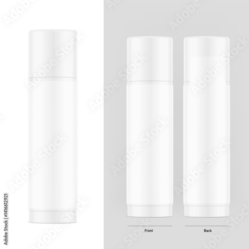 Lipstick care mockup. Front view. Vector illustration isolated on white background. Can be use for your design, advertising, promo and etc. EPS10.