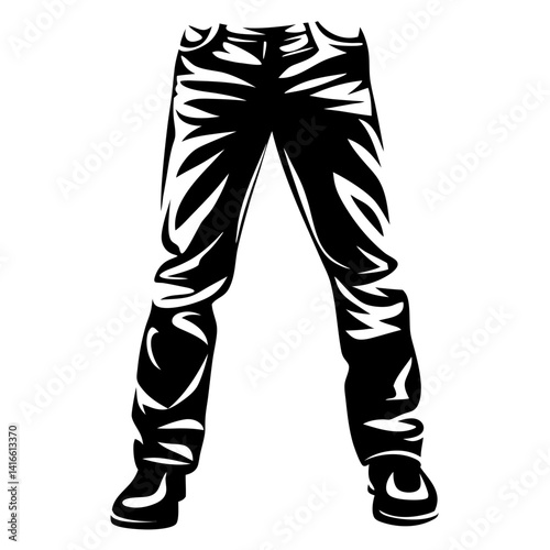 Black and white illustration of pants and shoes for fashion needs