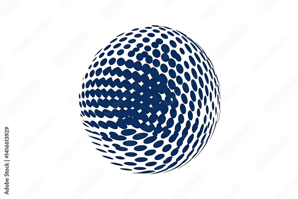 Abstract sphere formed by dark-blue dots on white background, creating a 3D illusion Abstract sphere formed by dark-blue dots on white background, creating a 3D illusion
