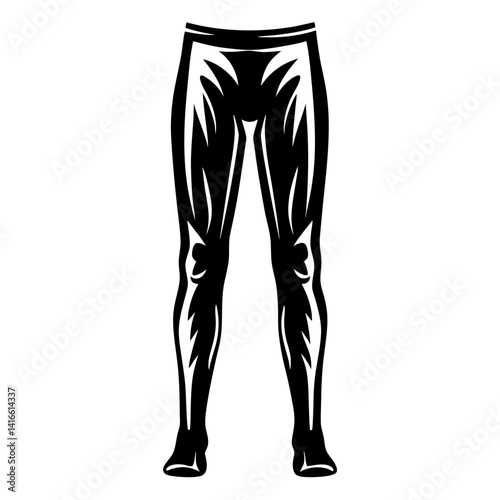 Monochrome Vector Illustration of Tight Leggings or Tights with Design Elements