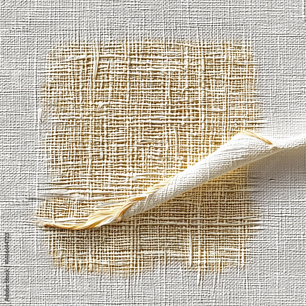Textured Canvas Unveiling: An Abstract Exploration of Material and Form in Artistic Impression with Rolled Edge