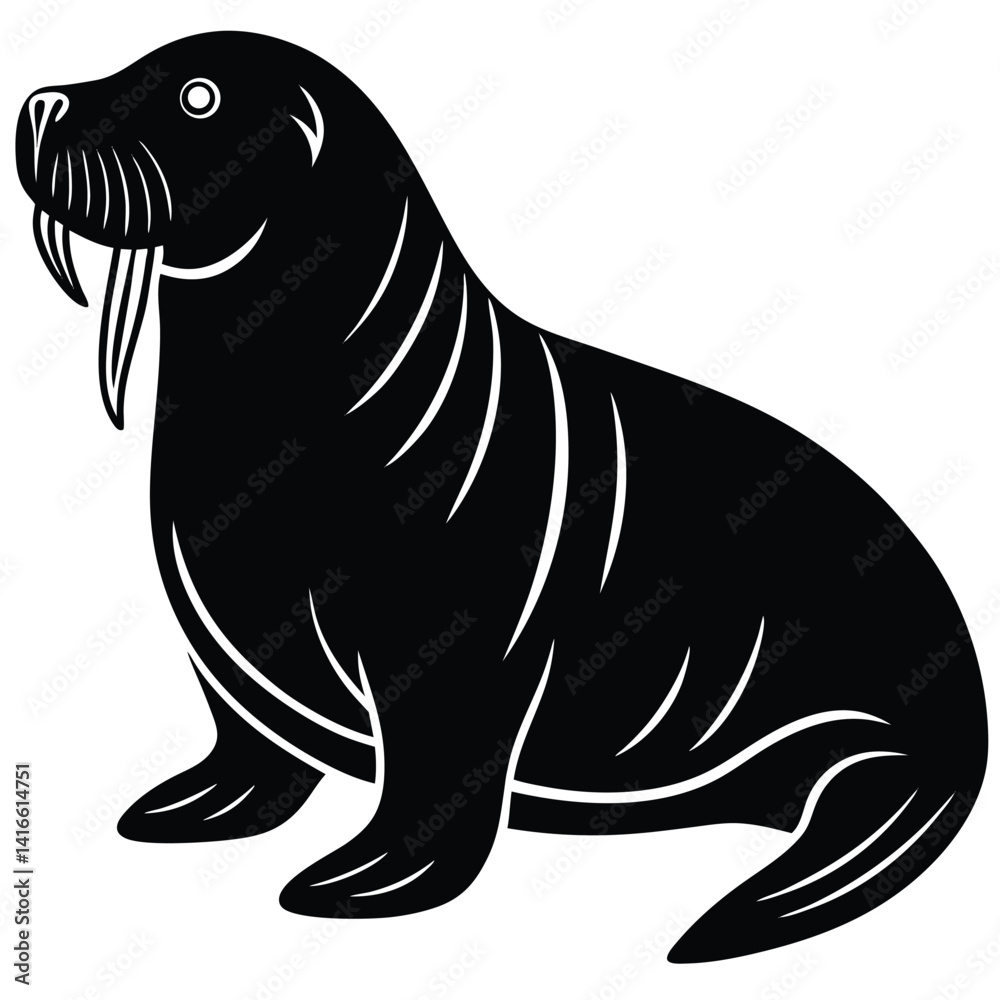 Fototapeta premium Walrus icon vector on White Background ,Vector Art Illustration on white background.