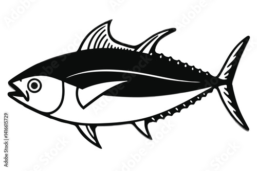 Beautiful fish mackerel fish silhouette black vector illustration 