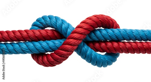 Tied Together: Red and Blue Ropes Symbolizing Bipartisan Unity and Partnership