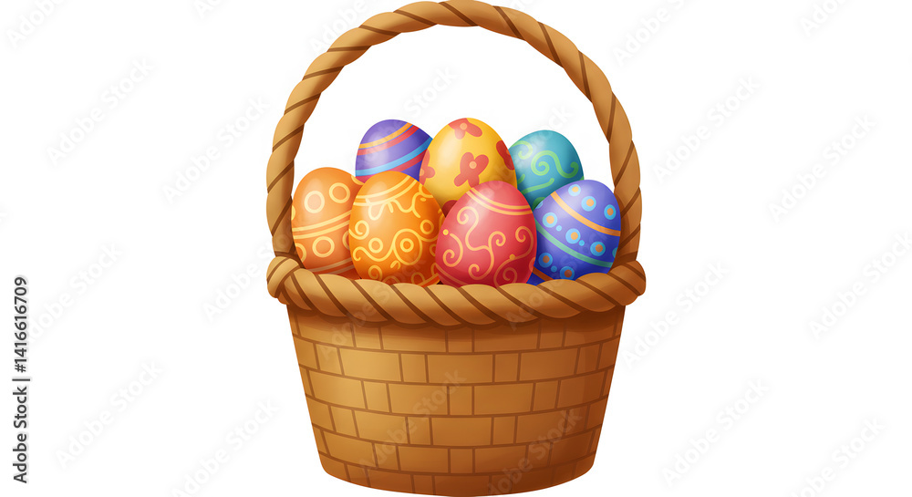 Fototapeta premium Easter Egg Basket with Patterned Eggs