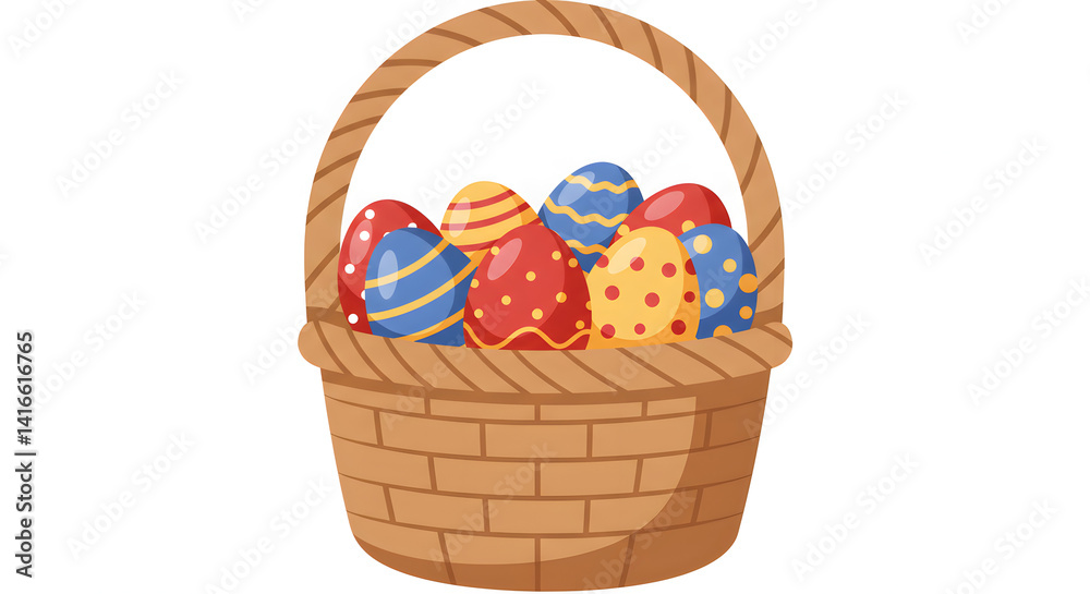 Fototapeta premium Easter Egg Basket Colorful Cartoon Illustration