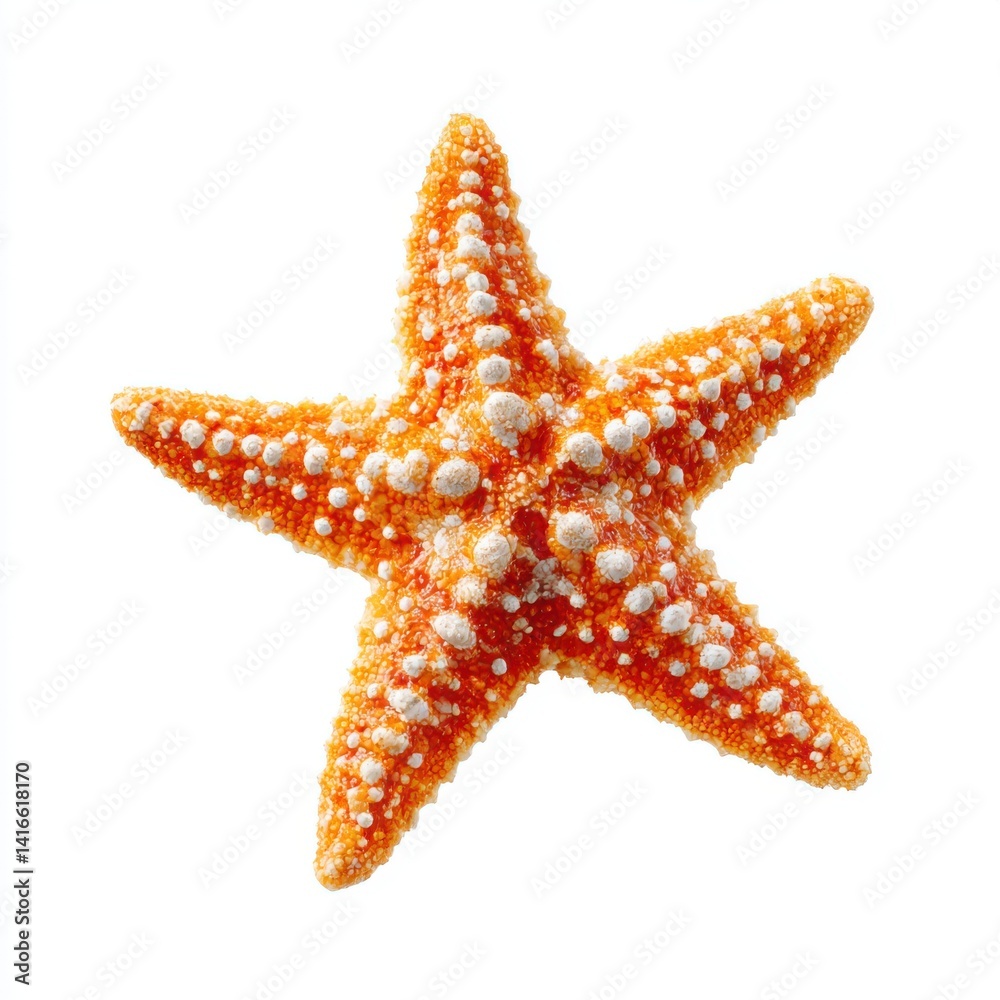 Orange starfish with white spots isolated on white background Orange starfish with white spots isolated on white background