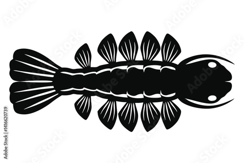 Beautiful fish shrimp silhouette black vector illustration 