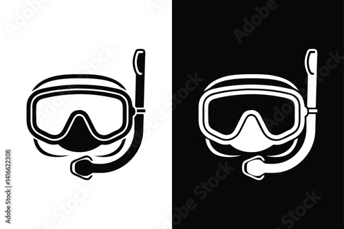 Underwater Diving Mask Icon. Clean Vector Silhouette Design