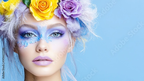 Wallpaper Mural Floral crown & vibrant makeup portrait Torontodigital.ca