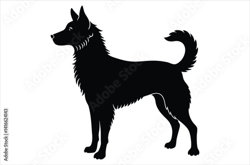 Dog silhouette, vector art, illustration, animals, cartoon on white background