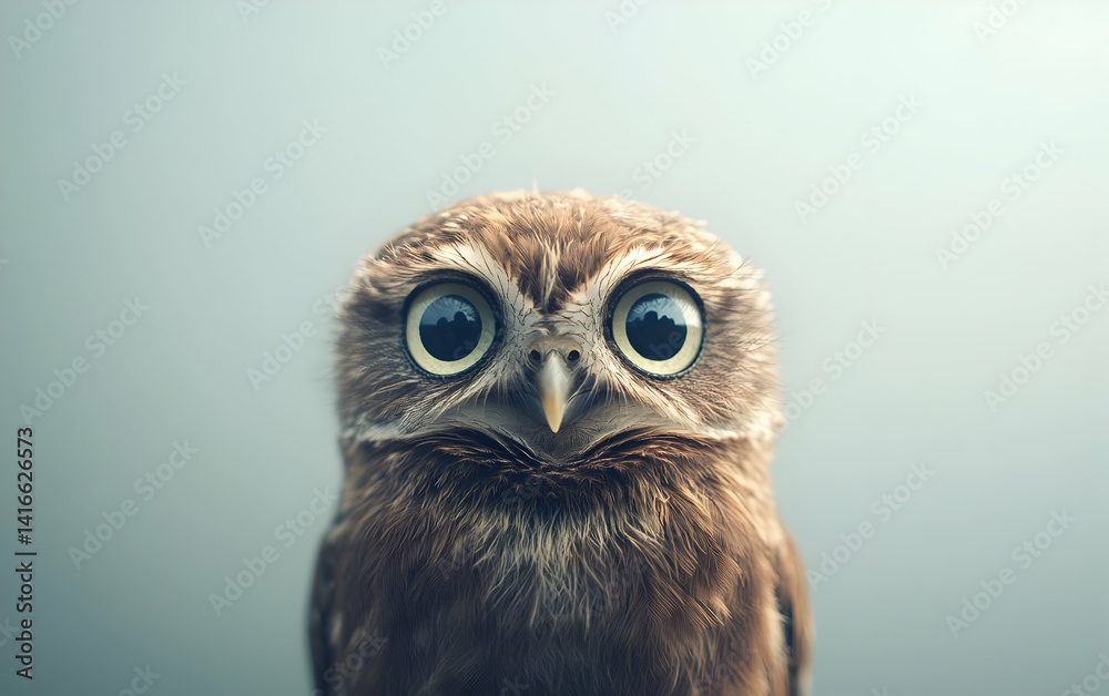 Fototapeta premium A captivating close-up of an owl, showcasing its large, expressive eyes and intricate feather details.