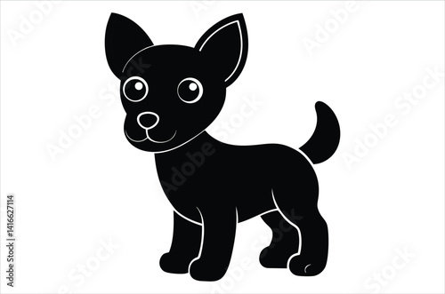 Dog silhouette, vector art, illustration, animals, cartoon on white background