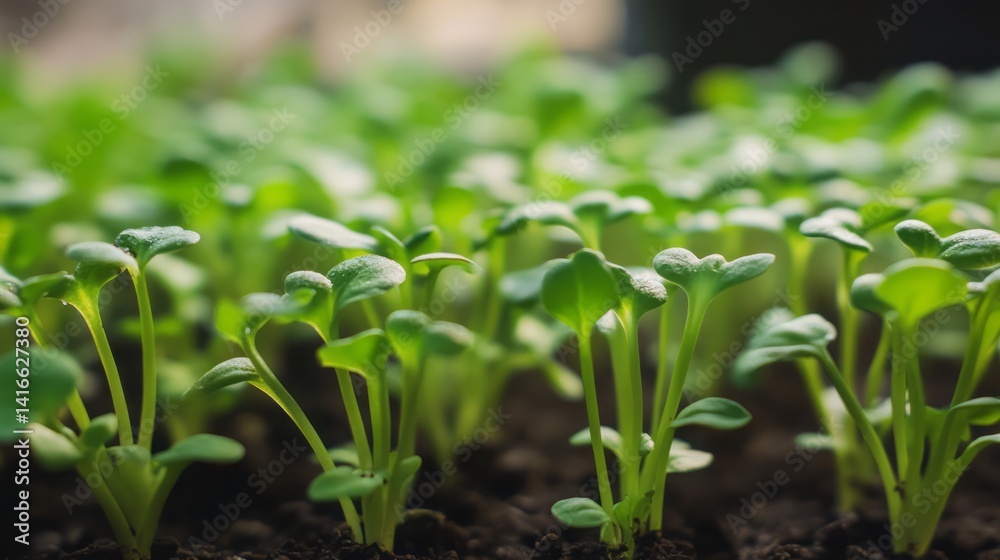 Close Up of Seedlings Sprouting from Rich Soil. Close Up of Seedlings Sprouting from Rich Soil.