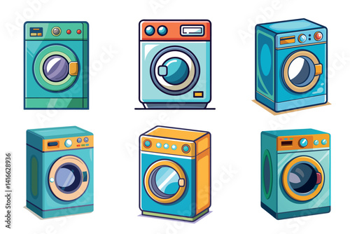 Colorful Cartoon Washing Machine Set with Variety of Styles and Designs