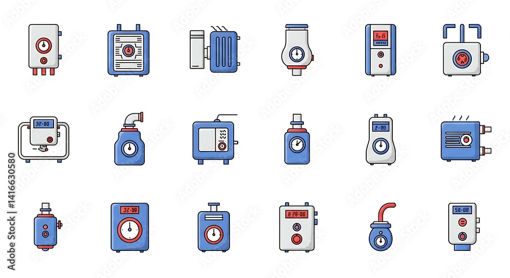 Heater Appliance Collection Varied Styles Equipment Set Heater Appliance Collection Varied Styles Equipment Set