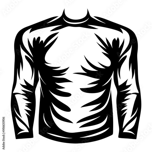 Abstract tribal tattoo design of a long sleeve shirt in black