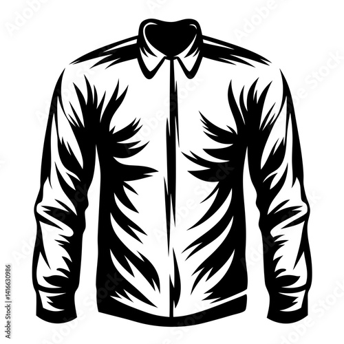 Monochrome illustration of long sleeved buttoned down shirt in an expressive style