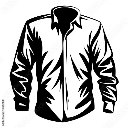 Stylized vector illustration of a long sleeved dress shirt on white backdrop