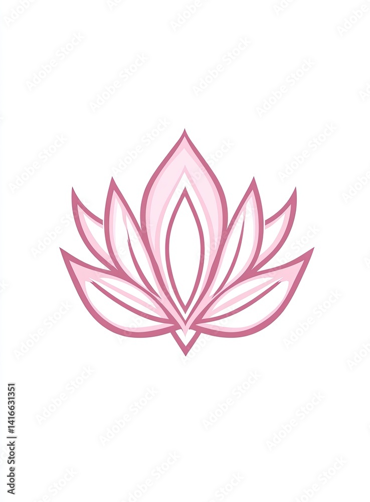 Delicate pink lotus flower, stylized design Delicate pink lotus flower, stylized design