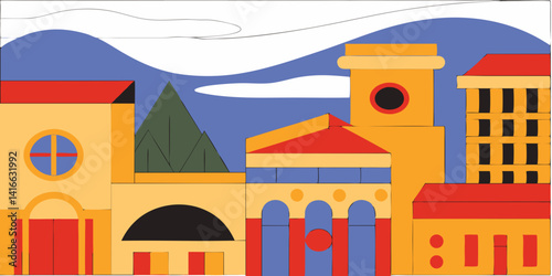 A serene church stands in a quiet village, while a grand church rises in the bustling city, and a historic church graces the city of Jerusalem