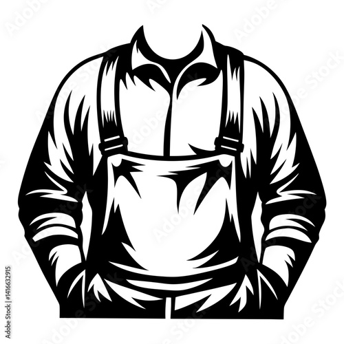 Illustration of a person wearing overalls and a shirt, hands in pockets
