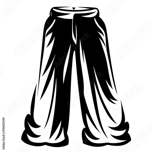 Black and White Cartoon Image of Baggy Pants for Casual Wear
