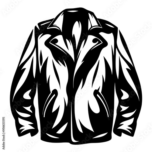 Abstract graphical illustration of a stylish black leather jacket design