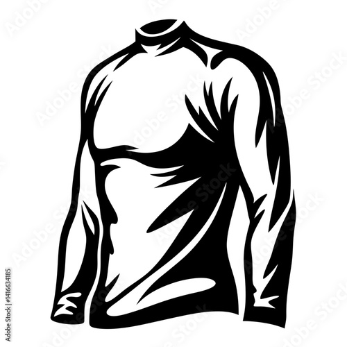 Black and white illustration of a long sleeved shirt or under layer