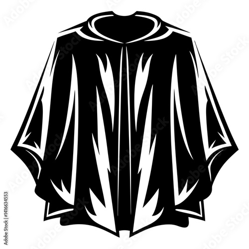 Abstract poncho design in black and white, a stylish graphic element