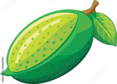 Colorful vector art illustration of a delicious finger lime fruit, showcasing vibrant citrus texture and juicy pulp in a detailed design.