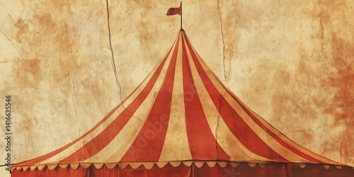 Obraz na płótnie Vintage circus tent with red and white stripes against a textured background w salonie
