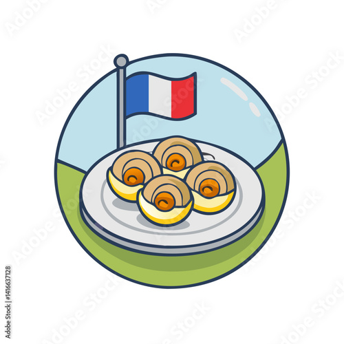 French escargot on plate under glass dome