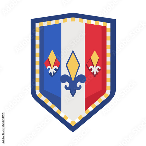 Shield with fleur-de-lis in French colors