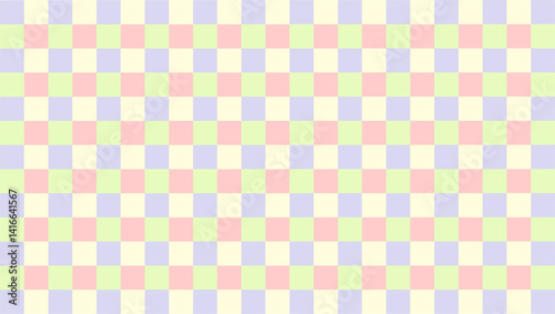 Freshen up interiors with gingham pastel wallpaper and warm backgrounds.