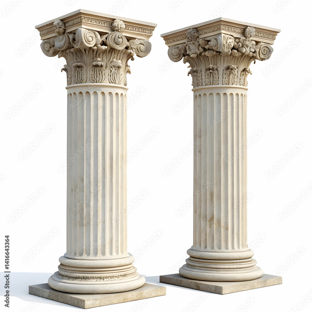 Fototapeta premium Two Elegant Classical Columns Showcasing Architectural Design with Historic Detail,