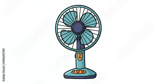 Teal table fan illustration