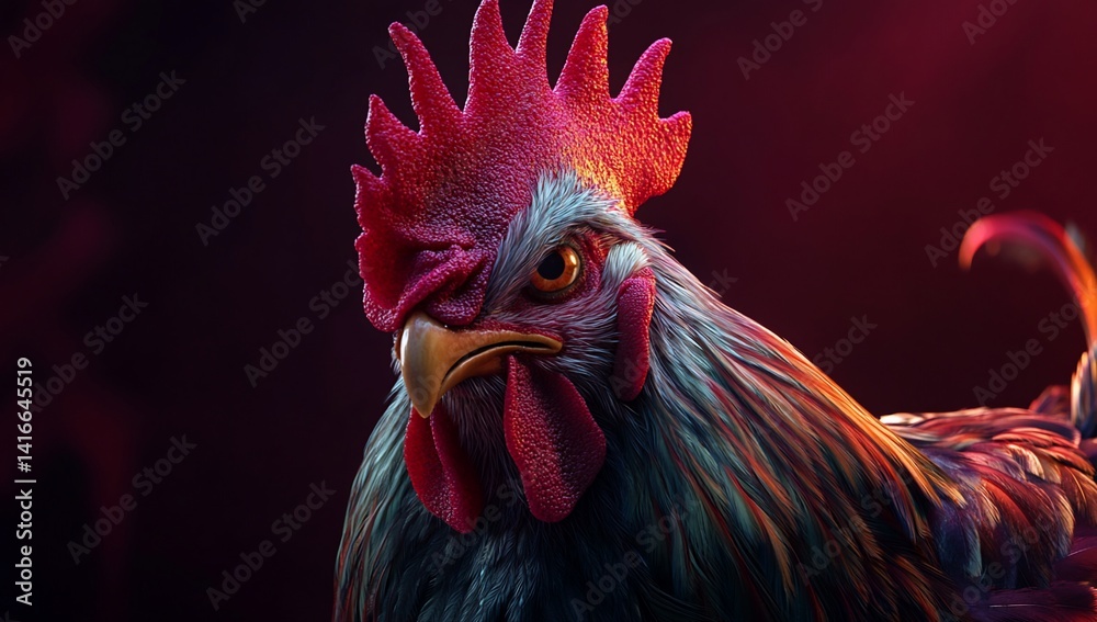 Fototapeta premium Rooster close-up, vibrant colors