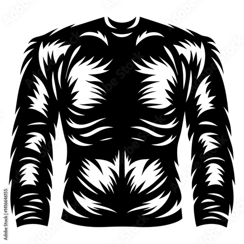Abstract Black and White Image Resembling a Muscular Torso Covered in Thorns