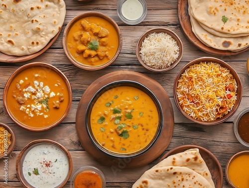 Traditional Indian Family Dinner with Colorful Dishes and Warm Atmosphere