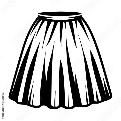 Black and white graphic illustration of a Hula or grass skirt