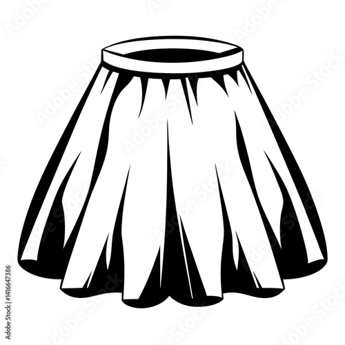 Monochrome illustration of a short skirt with simple and bold design