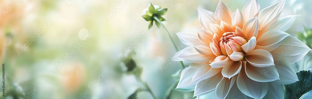 Soft focus dahlia in garden Soft focus dahlia in garden