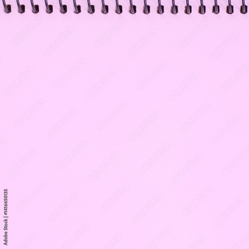 Day of Valentine backdrop: close up of blank pink page of sketchbook with spiral binder Day of Valentine backdrop: close up of blank pink page of sketchbook with spiral binder
