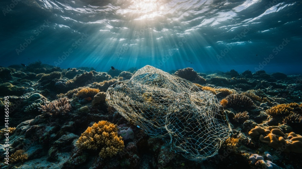 Obraz premium Vibrant Coral Reef Undersea Sunlight Scene