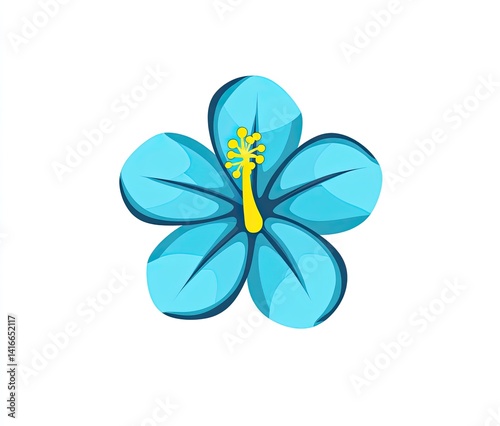 Light blue hibiscus flower with yellow center, five petals