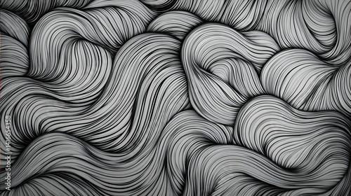 Texture with a design of black wavy lines in curved form